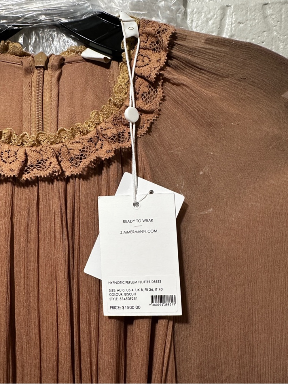 NWT New ZIMMERMANN Hypnotic Peplum Flutter Tiered Midi Dress in Biscuit Size 0 - Picture 5 of 13